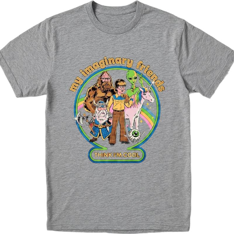 men brand tshirt Streetwear summer Teenagers t shirt My Imaginary Friends Think Im Cool Short Sleeve Adult Oneck Top tees