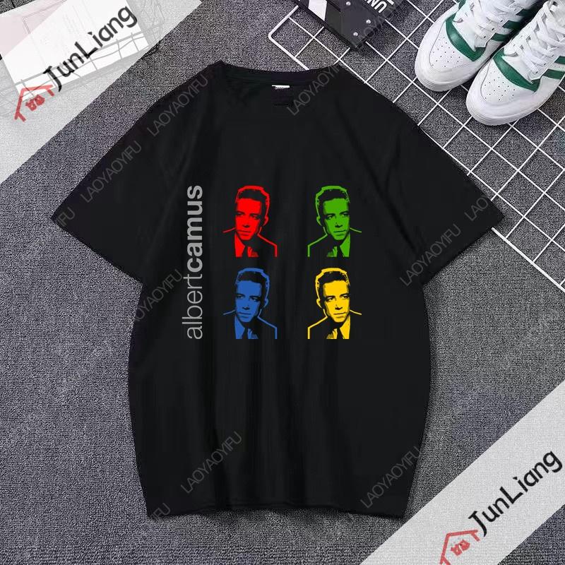 Filosofo Albert Camus Filosofia Maglietta Moda Casual Manica Corta Girocollo Vintage Streetwear Abbigliamento