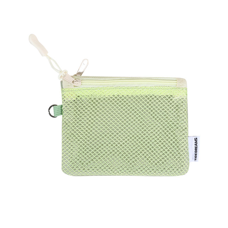 Travel Makeup Storage Bags Mesh Coin Purse Simple Portable Mini Bag Multi-purpose Bag Double-layer Zipper Card Holder