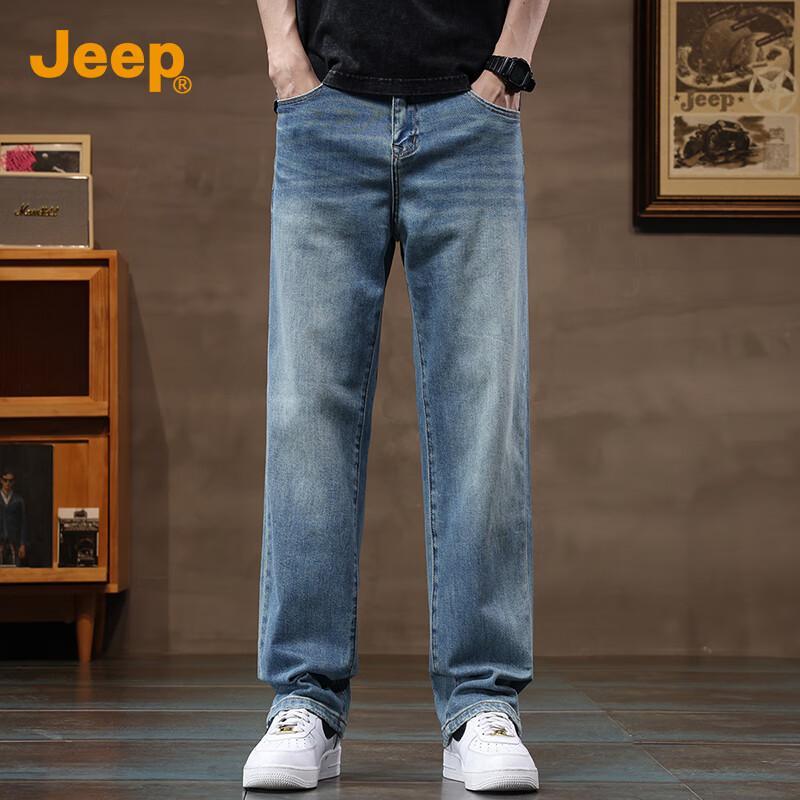 

JEEP Men s Loose Fit Straight Leg Stretch Jeans 38