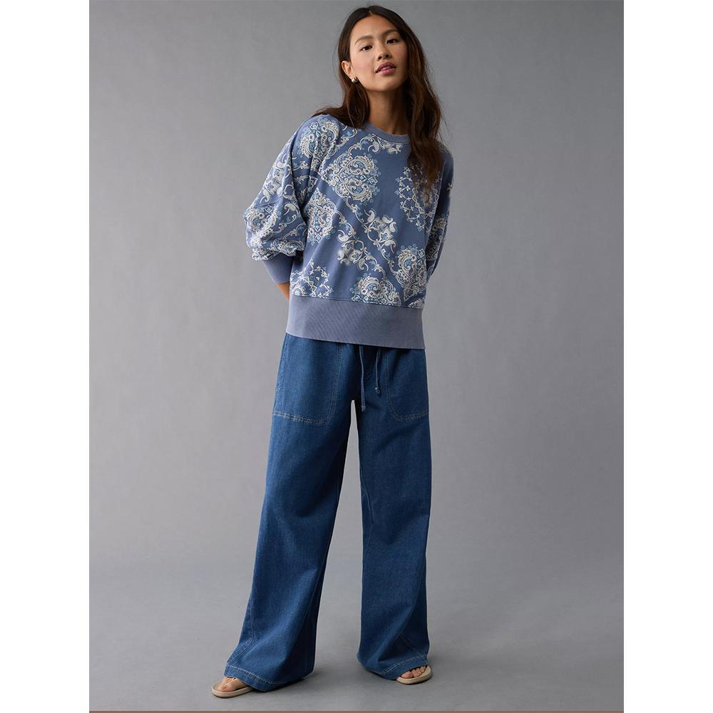 Women's Retro Pattern Crewneck Sweatshirt Bohemian Print Long Sleeve Casual Pullover