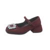 Strass eckiger Kopf dicker Absatz einzelne Schuhe Damenschuhe 2025 neu Herbst Französischer Feenstil Temperament Retro Mary Jane Schuhe