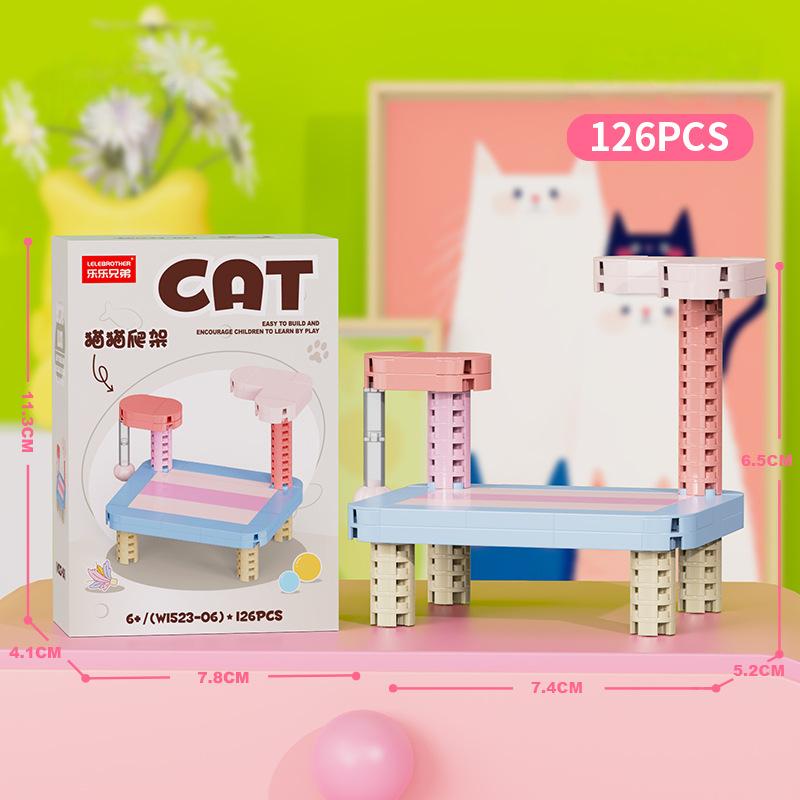 Cute Pastoral Teddy Dog Pet Building Blocks Micro-Granular Ornament Children's Toy Gifts New Product Cat And Dog Themed