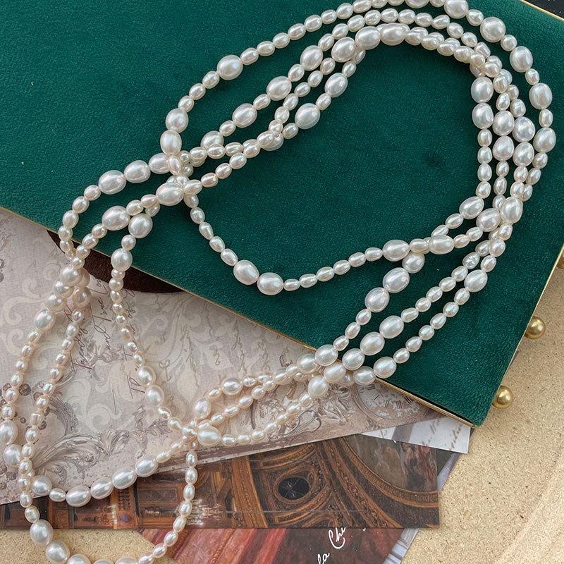 180cm Natural Freshwater Pearl 14K Gold Sweater Chain Long Necklace Multi-layered Water Drop Shape Simple Vintage Light Luxury