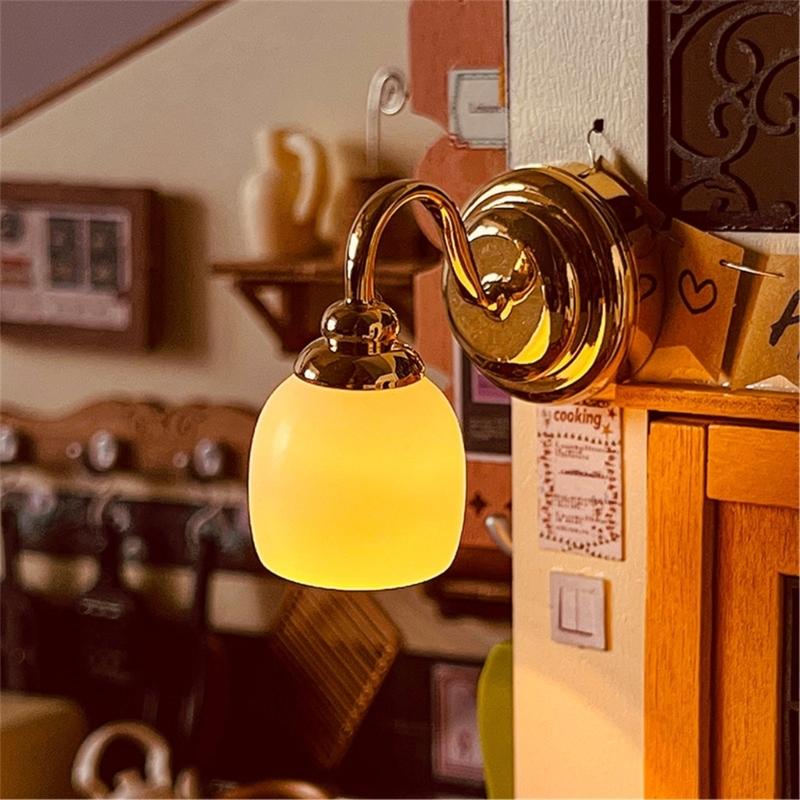 Dollhouses LED Wall Sconce 1/12 Miniature Wall Lamps for Dollhouses Bedroom Display Lighting Dollhouses Scale Decoration