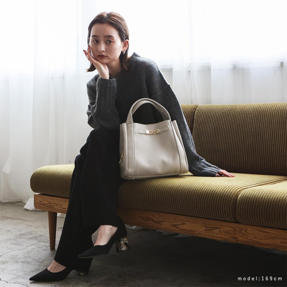 Vita Felice Handbag for Women [VITAFELICE] 3-Space 2-Way Inb-10031p (Light Gray)