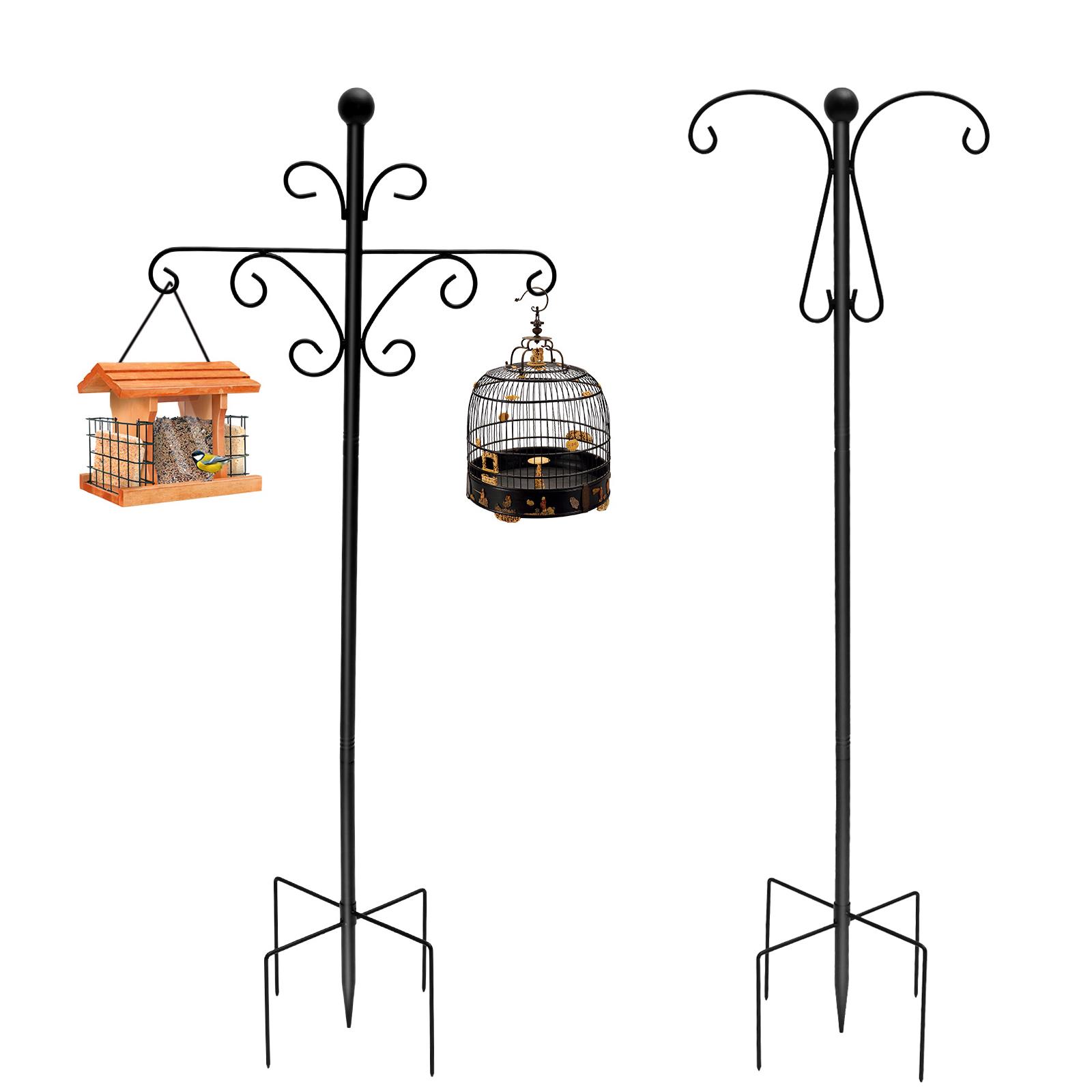 Double Shepherd Hooks 80-176cm Adjustable Outdoor Plant Hook Inserting Garden Decor Lawn Solar Lights Bird Feeders Hook
