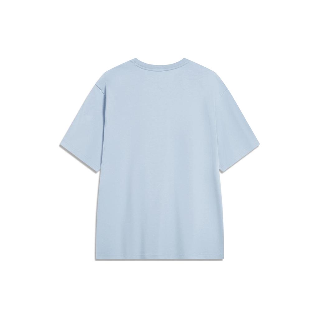 Li-Ning Sports Lifestyle Series Logo Print T-Shirt Men Tops Mist-Blue AHST757-4