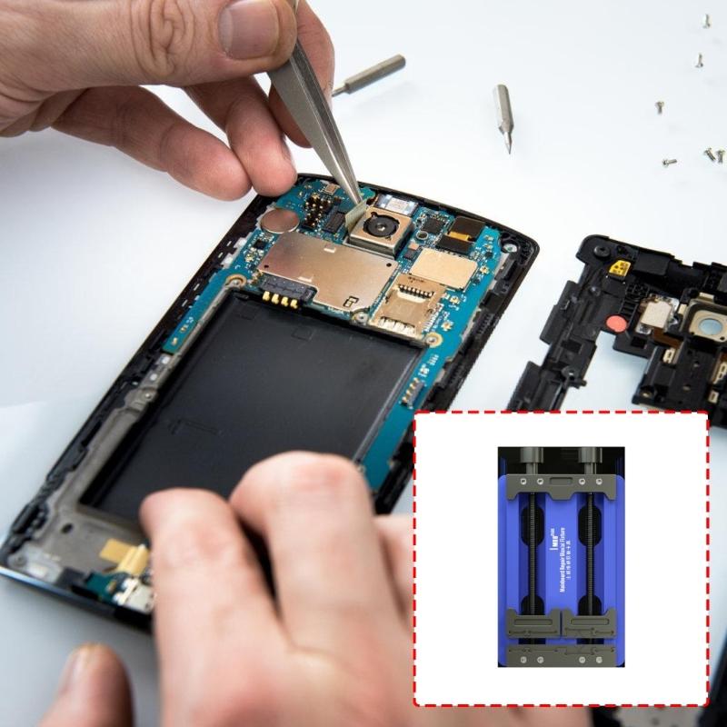 Aluminum Mobile Phone Repair Stand Double Shaft Soldering Fixture for Phone Motherboards IC Chip Soldering Tool