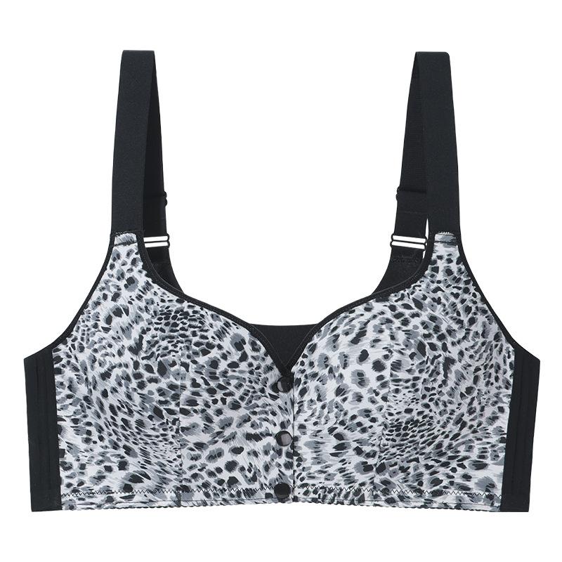 A-G Cup 36-52 Super Large Size Bra Leopard Print European and American Size Popular Steel Rim Vest Front Buckle Underwear