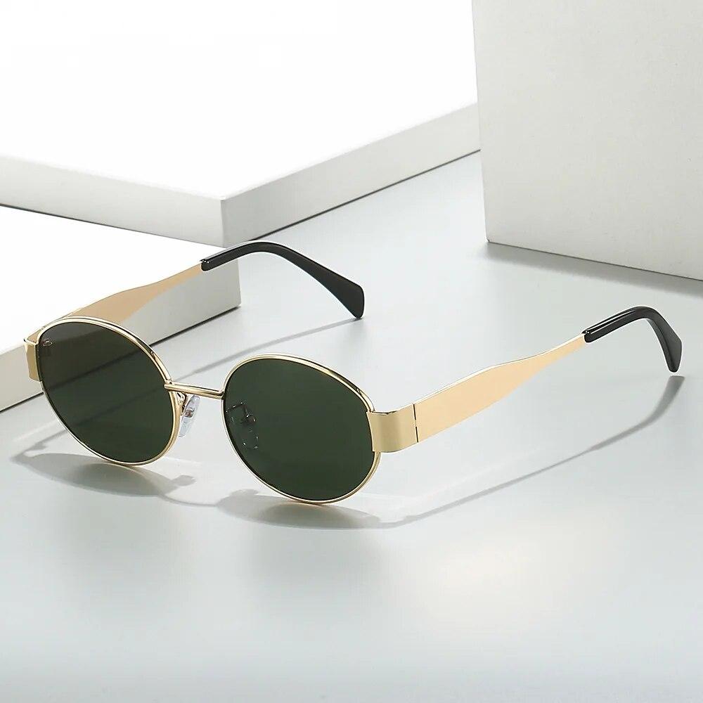 New Oval Sunglasses Small Round Metal Frame Fashion Sunglasses For Men And Women UV Protection