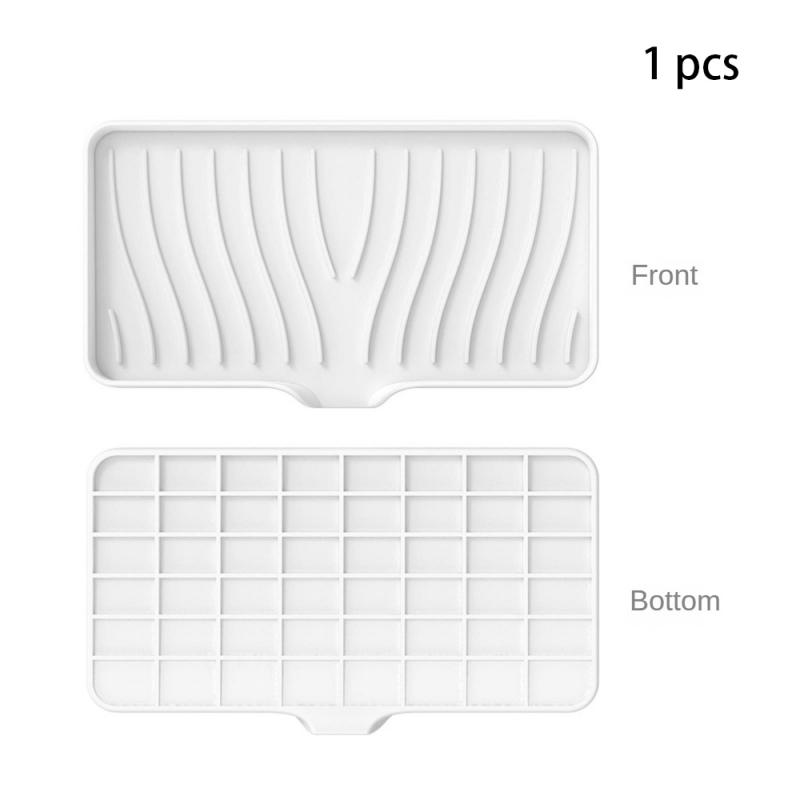 Self Draining Soap Bar Holder Silicone Kitchen Sink Soap Dish Sponge Tray Counter Caddy Organizer for Dish Soap Dispenser