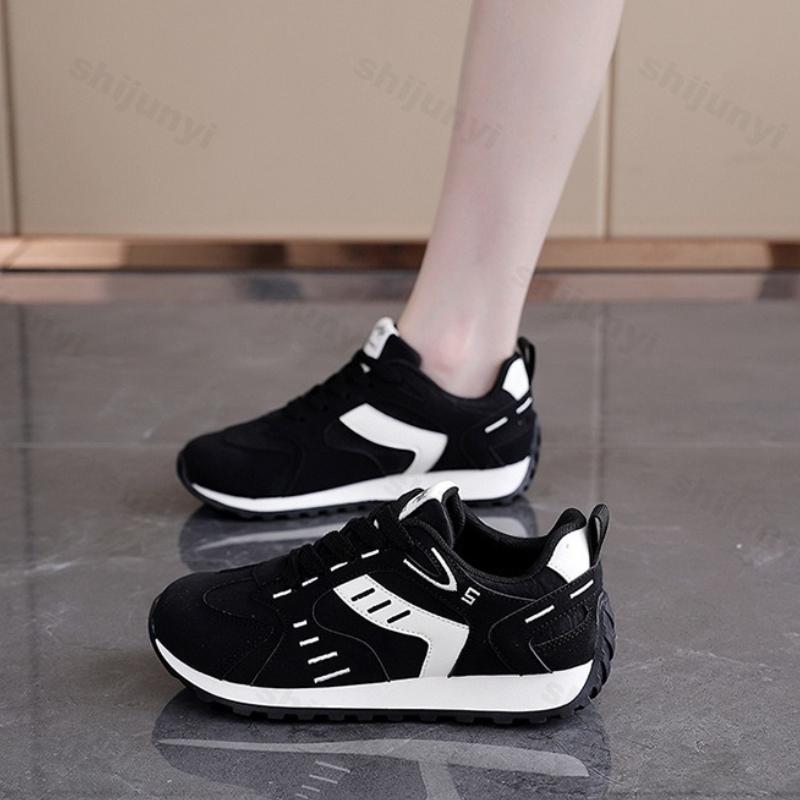Damen Vulkanisierte Schuhe Herbst Neu Bequem Mode Schnürung Plateau Sneaker Höhensteigerung Outdoor Rutschfest Laufschuhe