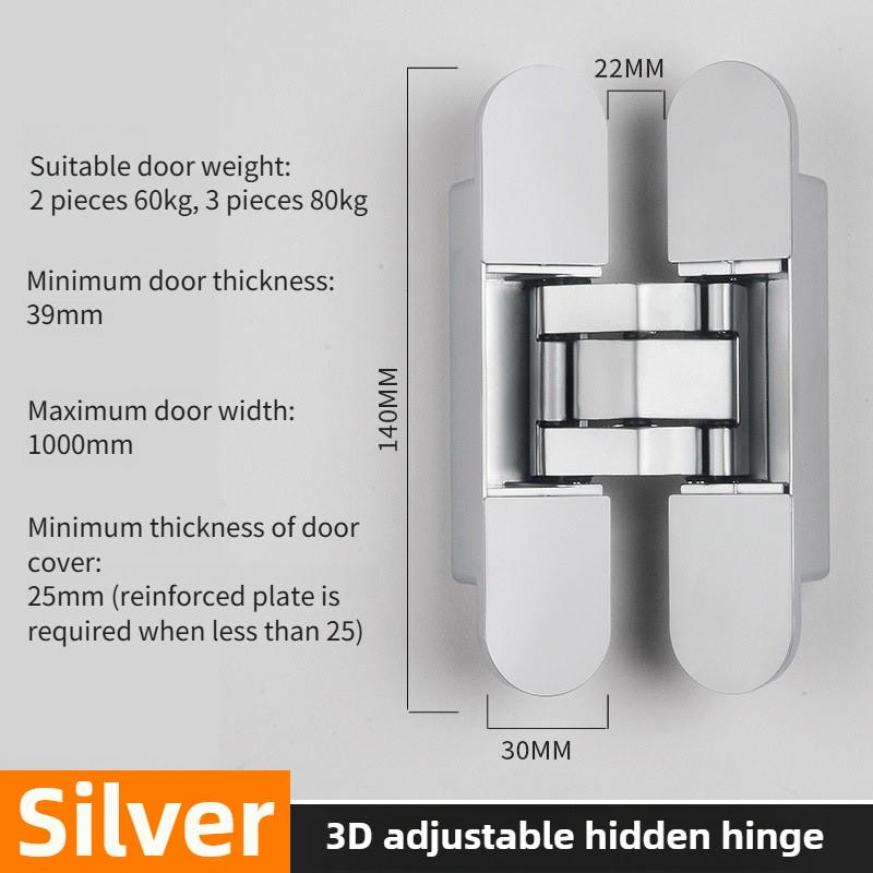 3D Adjustable Hidden Door Hinges Hotel Folding Door Inward and Outward Opening Concealed Door Closer Hardware Supplies