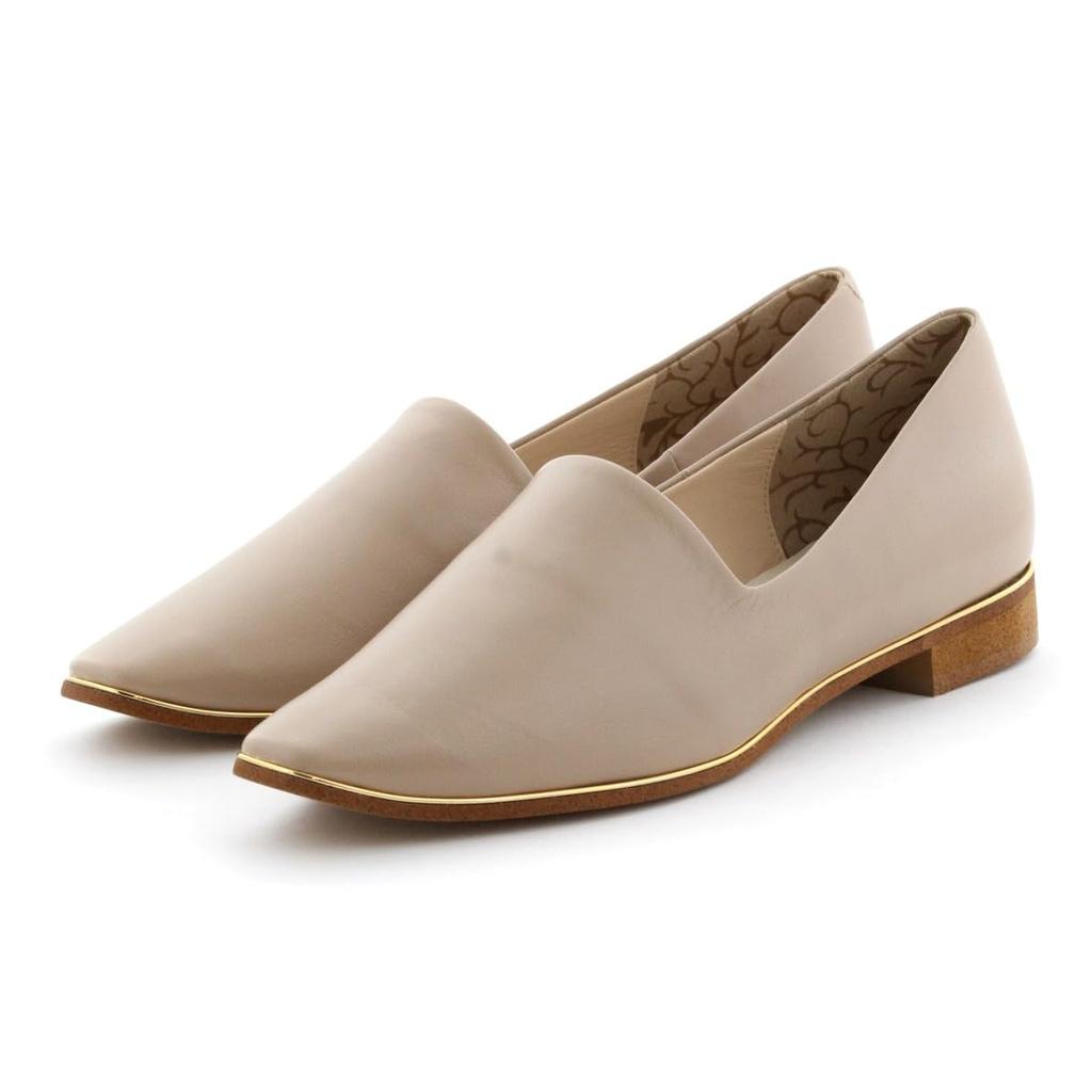 HIMIKO/Himiko/Metal Line Soft Leather Flat Pumps/621301 Beige 265