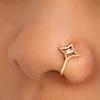 5 Pcs Nose Ring Hoops for Women Geometry Heart Rhinestone U Shaped