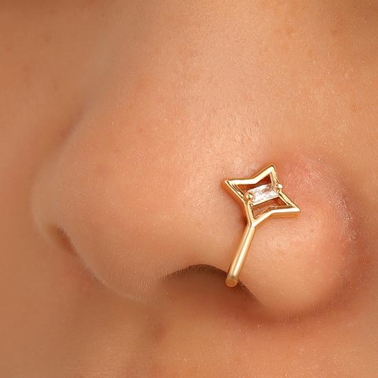 5 Pcs Nose Ring Hoops for Women Geometry Heart Rhinestone U Shaped