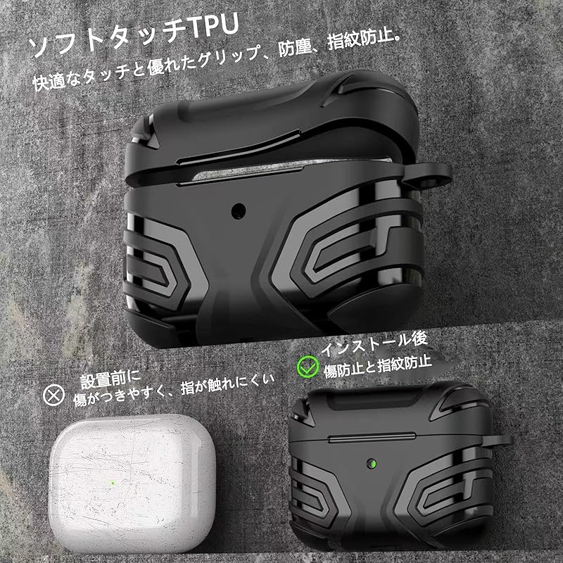 BUITFOU AirPods Pro 2 for Case (2023/2022) Air Pods Pro 2 case TPU material “mechanical” cover Separate type carbon fiber surface cover Fall