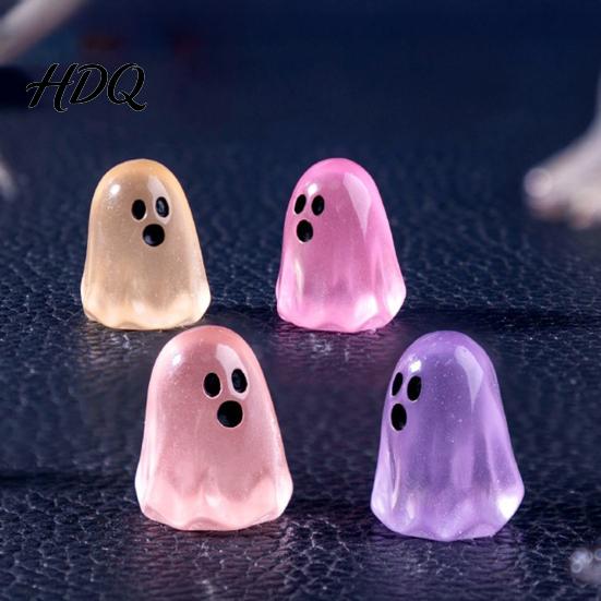 Mysterious Night Light Decorations 6PCS Luminous Mini Ghost Figures, Miniature Glow in The Dark Spooky Resin Craft Accents Ornaments, Halloween Theme