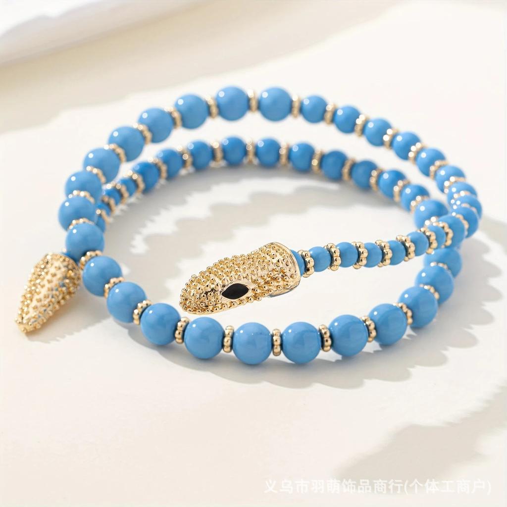 Black Snake Beaded Neck Chain Niche Design High-end Necklace Cold Sweet Wind Jewelry Snake Necklace