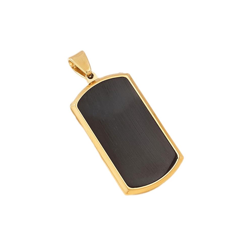 Simple rectangular pendant, glossy tag, black and white two-color men's and women's fashion personalized jewelry.