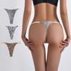 Leopard Print Low-Waist Seamless Thong - Women's Ice Silk Bikini Panties