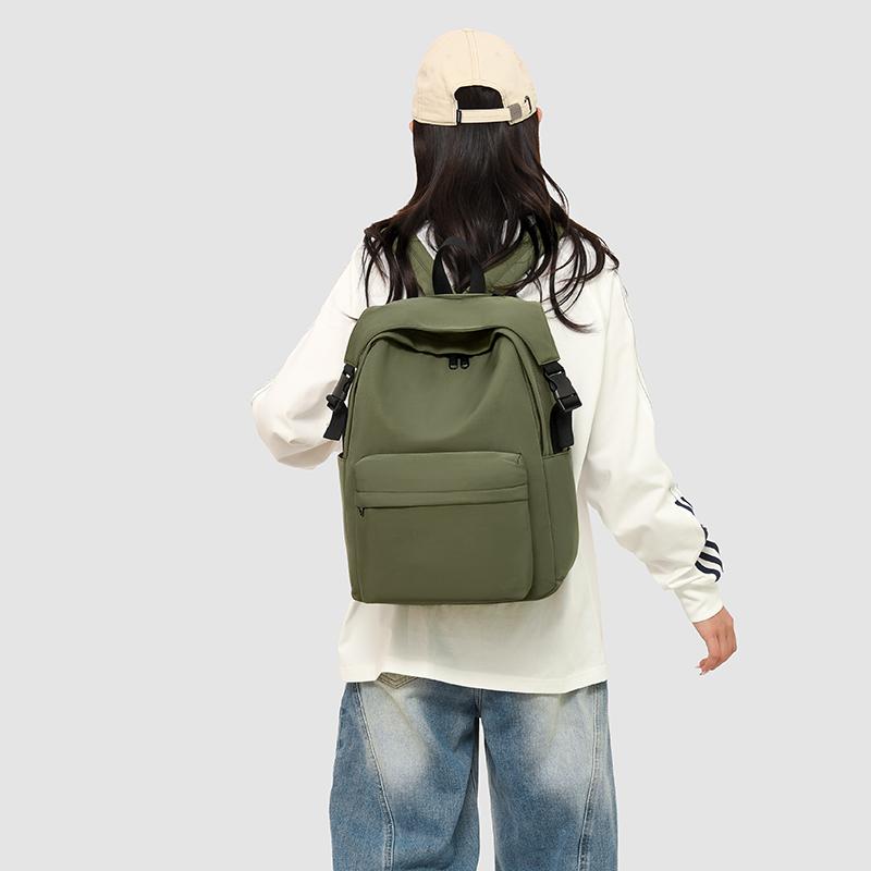 Daglige reise- og skole ryggsekker med stor kapasitet, dame, ensfarget, skulderryggsekker, nylon glidelås, handlevesker