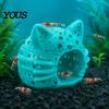 Aquarium Landscaping Decor Shrimp Cave, Cat Head Fish Hideout with Suction Breeding Box Cup, Decorative Cave for Betta Tanks Hiding