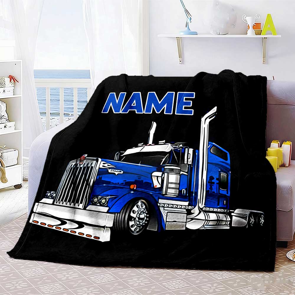 Truck Personalized Name Blanket Throw Personalized Blanket Soft Warm Cozy Throw For Bed Sofa Office Chair Livingroom Ideal for All Seasons