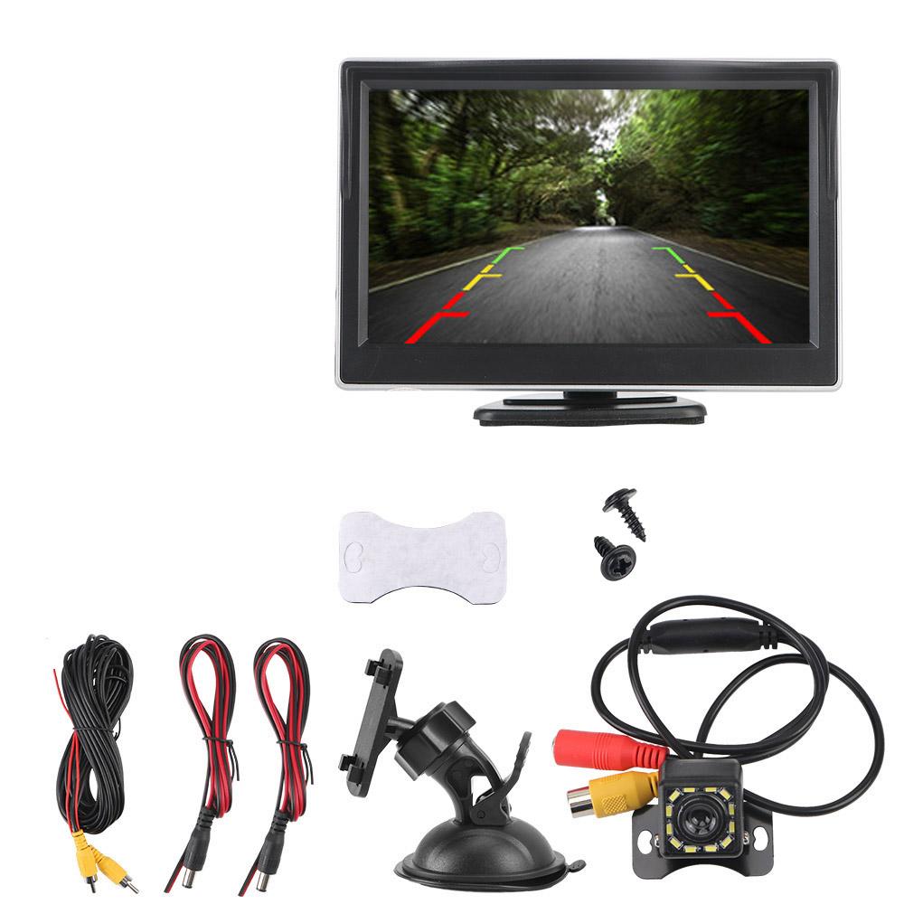 

Водонепроницаемый монитор заднего вида автомобильная камера заднего вида для парковки ИК 5 дюймов присоска + кронштейн чёрный