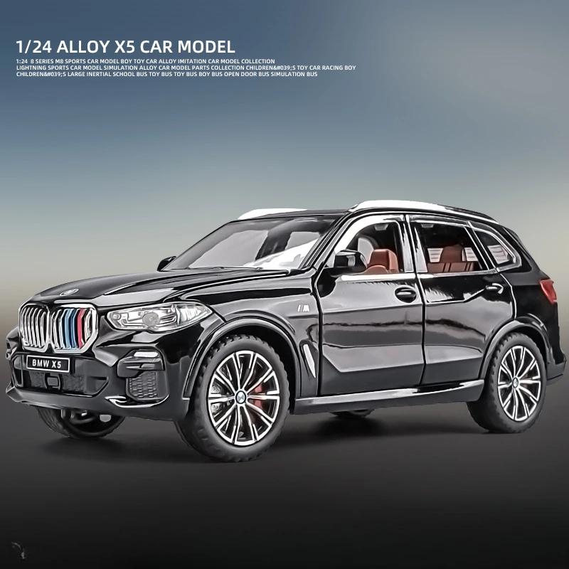 1:24 BMW X5 Models Miniature Cars Toy SUV 6 Doors Opened Vehicles Rubber Tires with Sound Light Car Children's Educational Toys