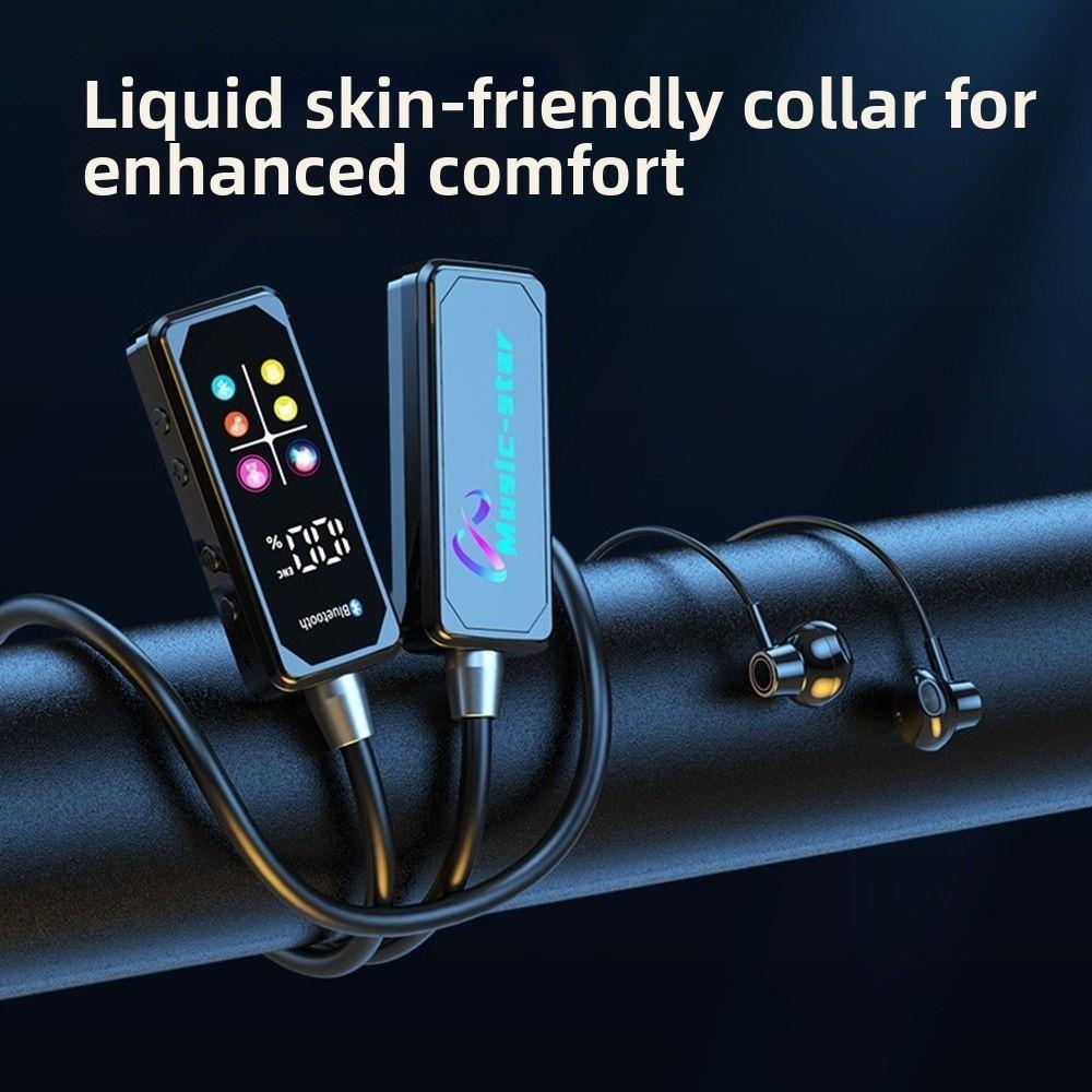 LED Digital Display Wireless Earbuds Neckband Long Standby Bluetooth Headphones  Mobile Gaming