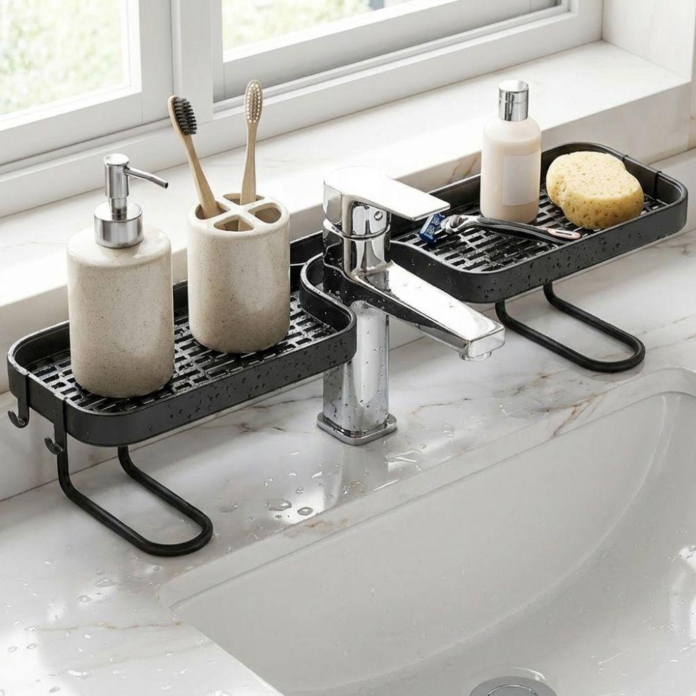 Water Drainage Bathroom Storage Rack Mesh Counter Organizer Universal Faucet Storage Shelf Kitchen