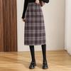 TERRE BLEUE Women's Retro Plaid Pencil Skirt