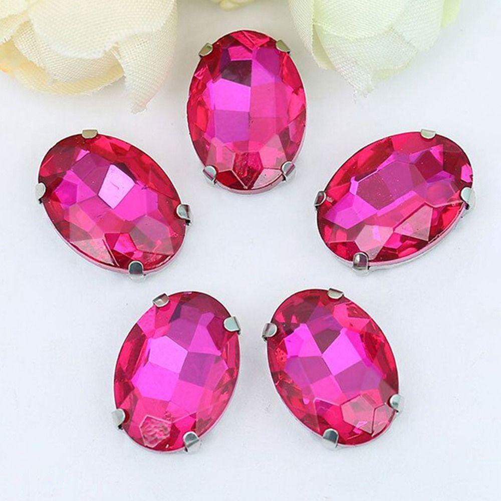 50Pcs/Pack Sew On Glitter Sewing Rhinestones With Silver Claw Diamond Beads Ornament  For Needlework