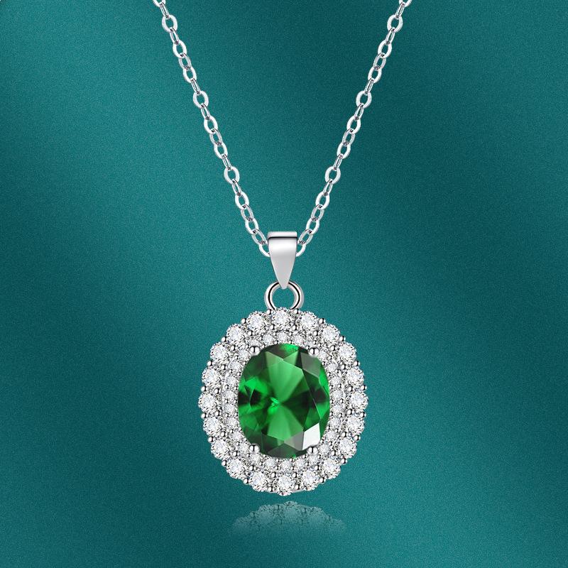 POMOiii Oval Pendant Necklace Multiple Colour Fashion Wedding Engagement Jewelry