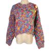 Colorful Retro Crochet Pullover: Long-Sleeved Crewneck Sweater for Autumn/Winter