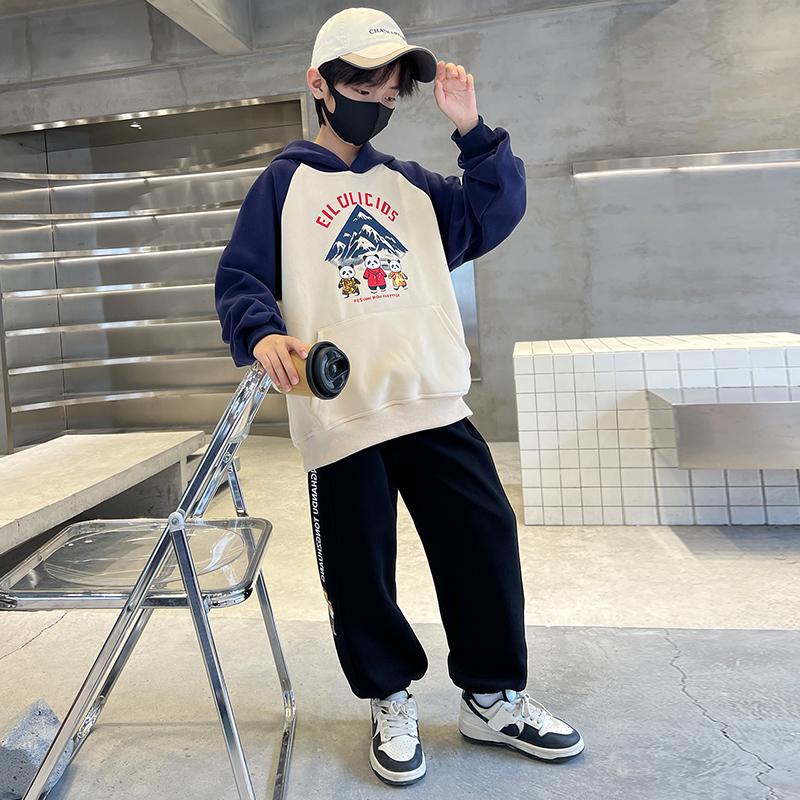 Boys' hoodie, spring and autumn hooded, children's boys' trendy coat, Korean version sports loose and trendy casual clothes top