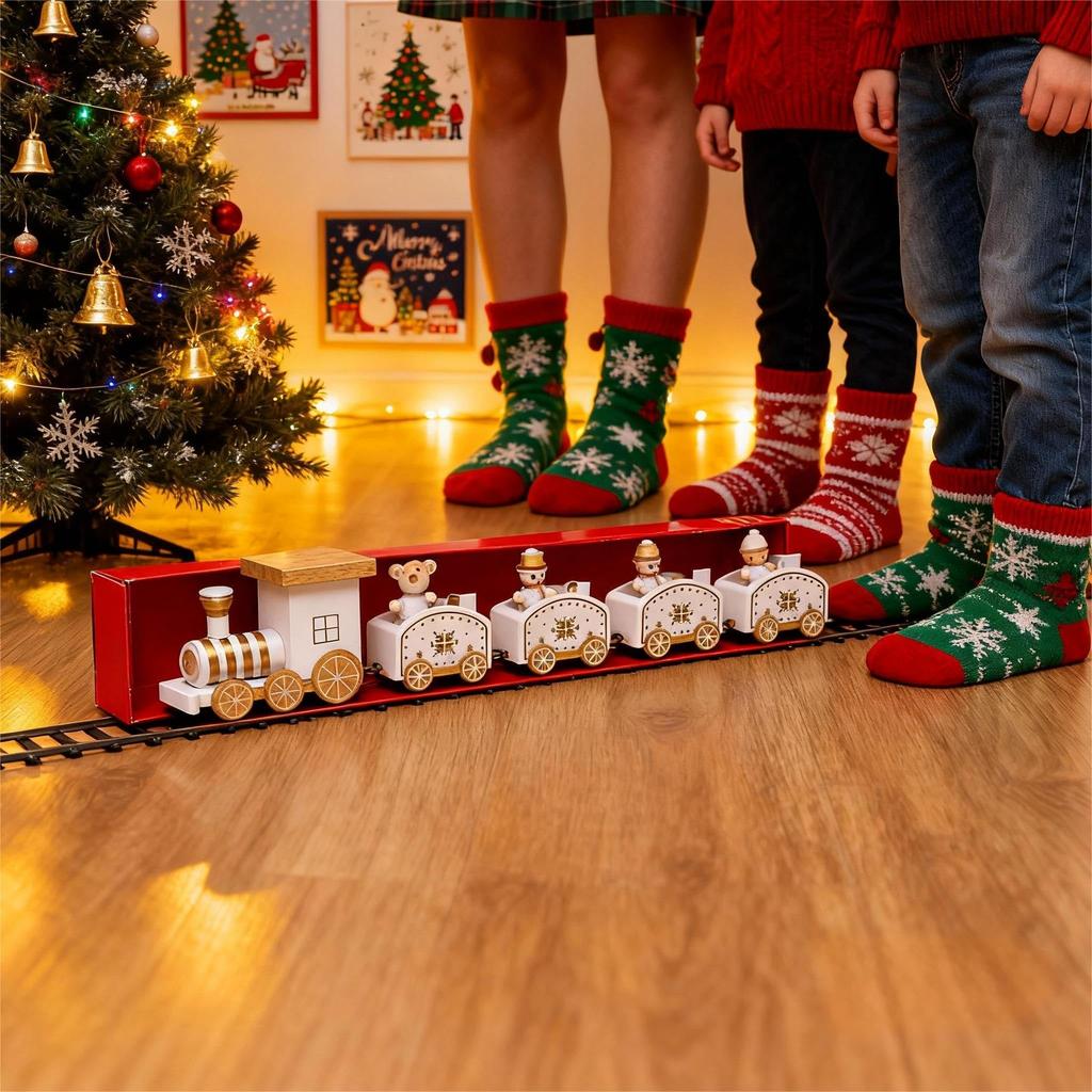 NUOLUX Mini Train Christmas Snowman Wooden Mini Snowman Garden Decorative Gift for Perfect for and Indoors Figurine, Ornament, Ornament, House, Toy,