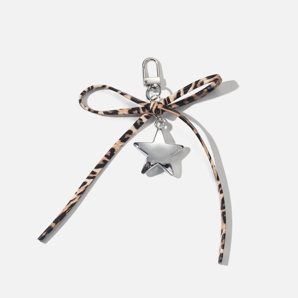 Schlüsselanhänger Anhänger mit Leopardenmuster Schleife & Herz Stern
