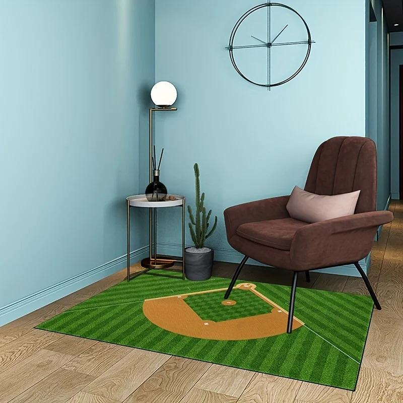 Baseball Field Design Carpet Easy To Clean Machine Washable Carpet Living Room Bedroom Playroom Carpet Home Decor  Rugs