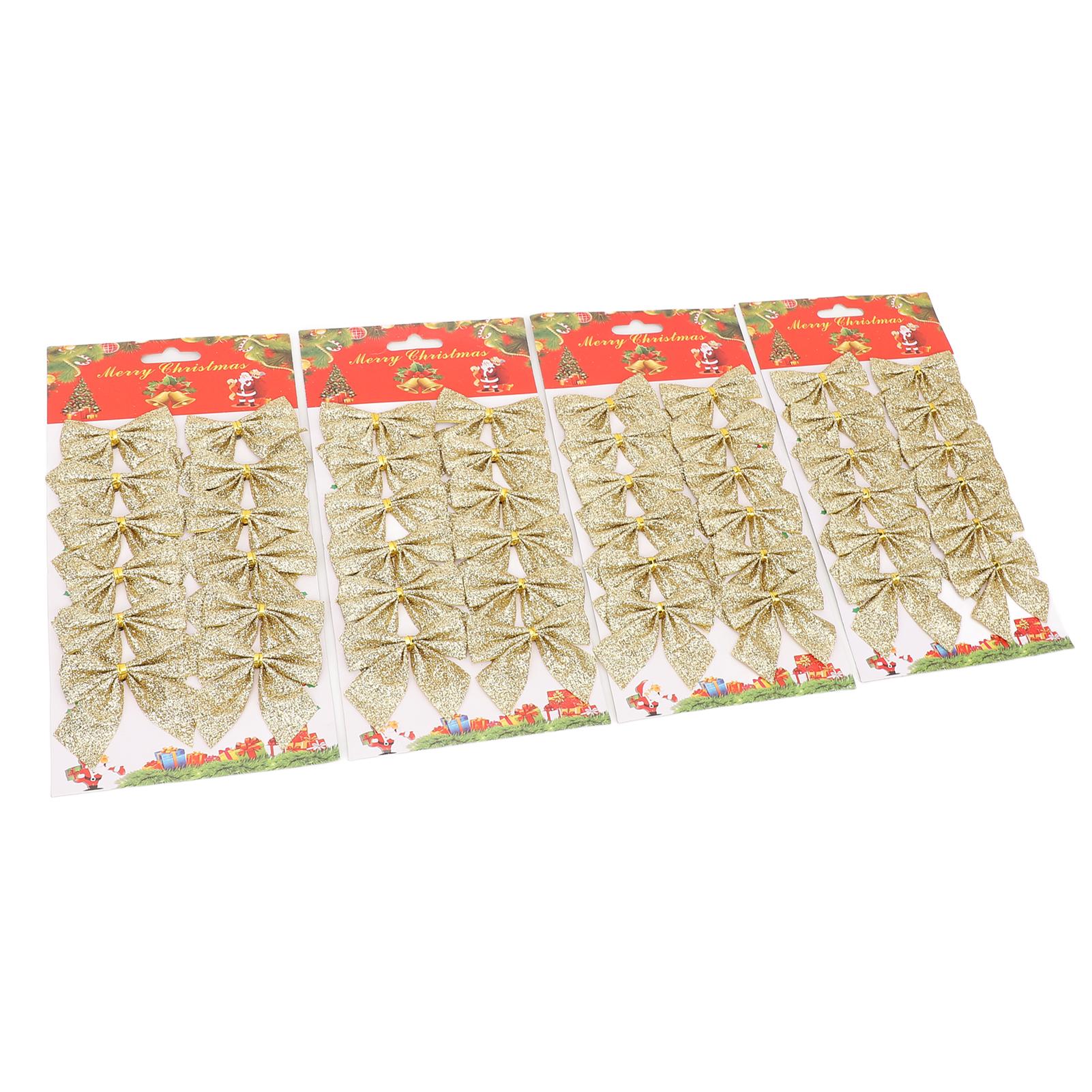 

48 шт., украшение в виде банта на рождественскую елку, миниатюрное украшение в виде банта на рождественскую елку, подвесная рождественская гирлянда, банты для дома золотой