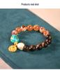 Elegant Chinese Beaded Agarwood & Crystal Bracelet with Retro Pendant for Women