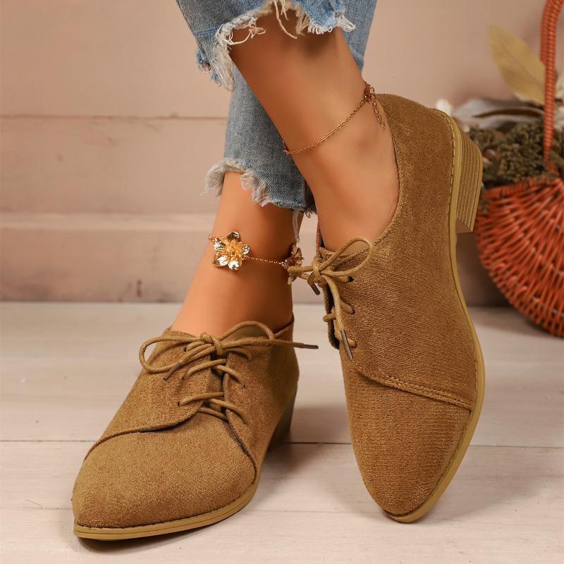 Mid Heel Square Heel Loafers Leopard Lace-up 2025 Hot Sale Ladies Shoes Spring/autumn Shallow Fashion Casual Women's Shoes