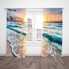 2 pieces, polyester material, ocean landscape curtain, tropical beach landscape printed curtain rod, pocket landscape curtain