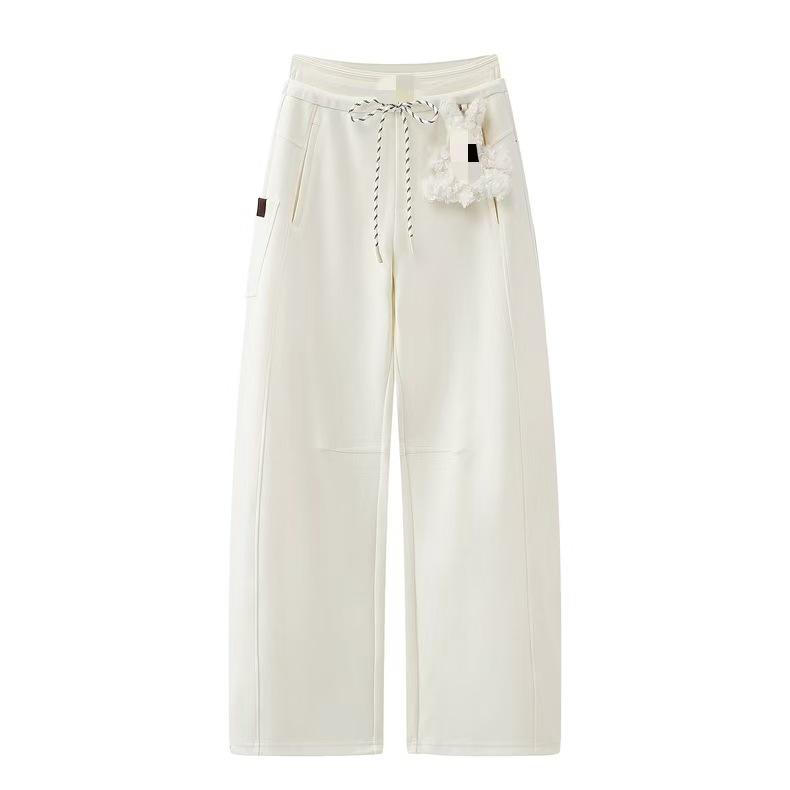In Stock: 2025 Winter Elastic High Waist Wide-Leg Pants with Rabbit Pendant Medium