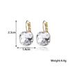 Trendy Square Crystal Drop Earrings for Women Wedding Party Elegant Jewelry Golden Geometry Loop Earrings White Pink Blue