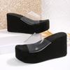 Summer Clear Straps Wedge Heel Sandals for Women 2025 New Arrival Oversized Thick Sole Flat Sandals