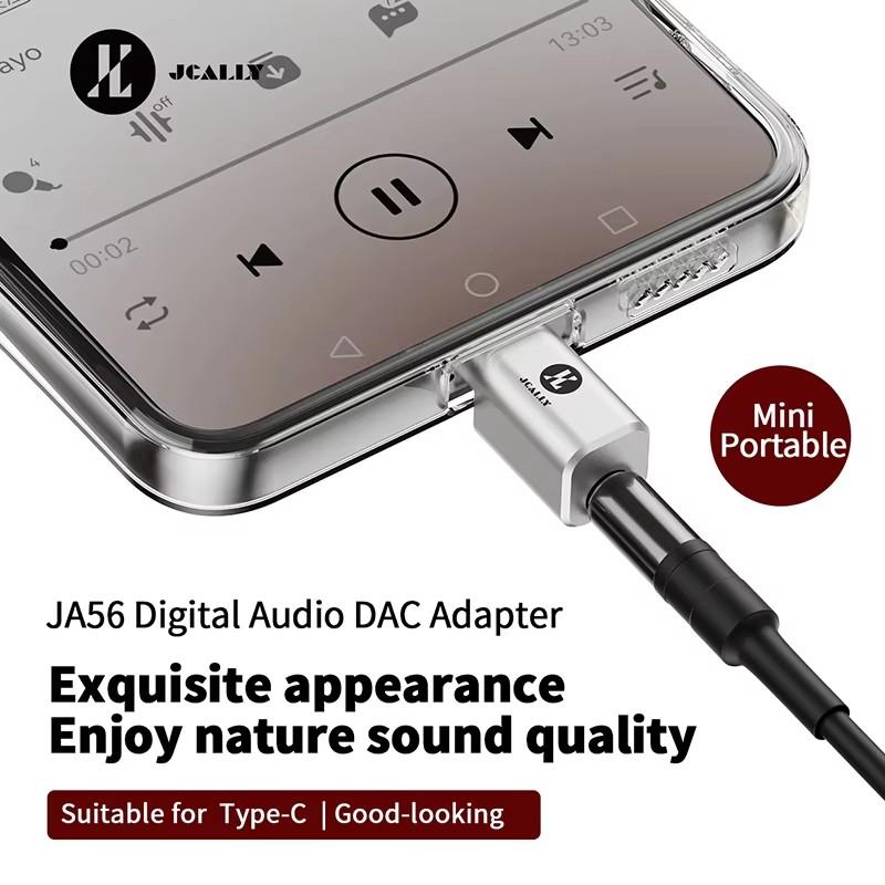 JCALLY JA56 ALC5686 Type-c to 3.5mm HiFi Audio Adaptar DAC Phone Adaptar For iPhone 15 Android 384kHz/32bit Mini Decoding Amp