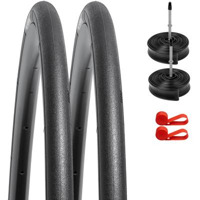 Satz von 700 23c Reifen Leichtgewicht Pannensicher 700x23c Fahrradreifen Schlauch Presta Ventil 60mm Felgenband Reifen Reifen 700 Rennradreifen 700 700c Reifen Crossbike